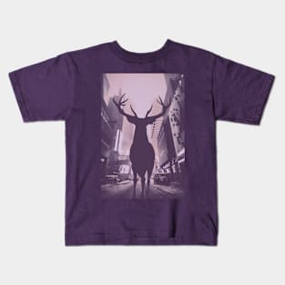 Purple Deer in the City Kids T-Shirt